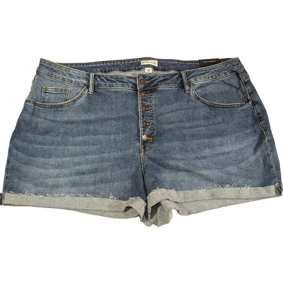 AVA & VIV Women Size 26 Button Fly Mid Rise Cuffed Midi Jean Short - Picture 1 of 9